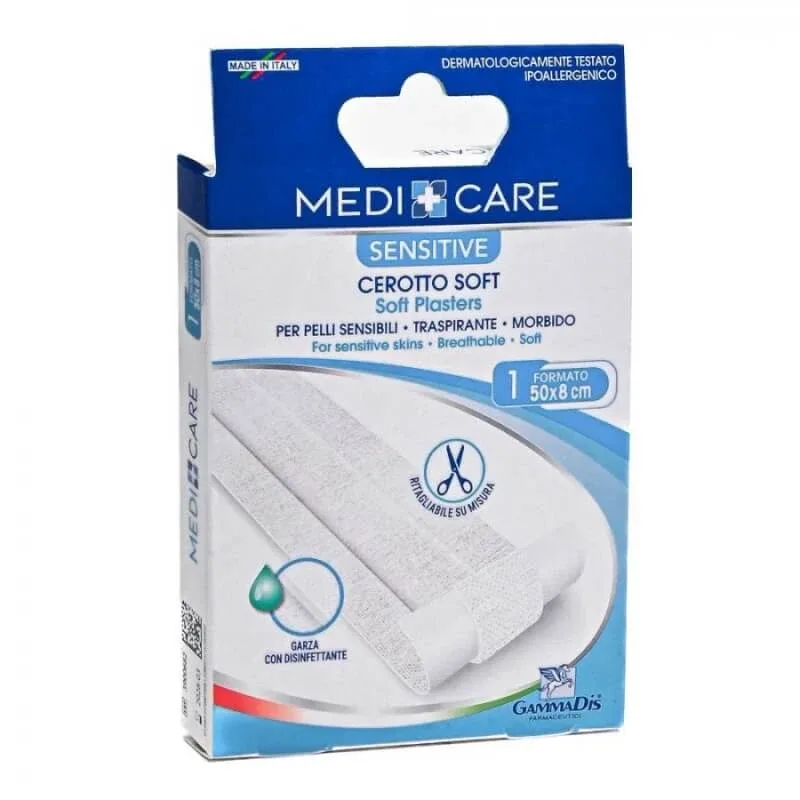 Medicare – bandă adezivă cu tifon antiseptic pentru pielea sensibilă, 50 x 8 cm — preț și oferte