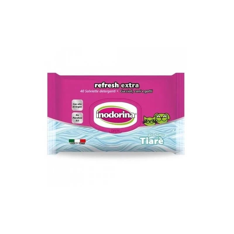 Inodorina Șervețele demachiante Refresh Extra cu aromă de flori de tiare, 40 de șervețele — preț și oferte