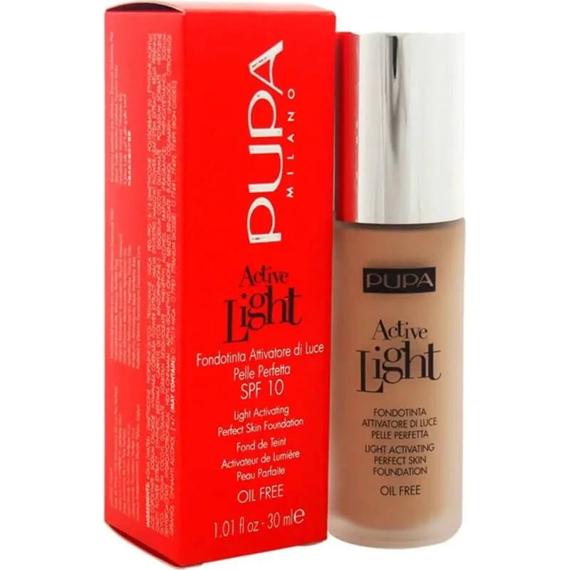 Pupa Active Light – fond de ten SPF 10, fără ulei, pentru un ten perfect – nr. 030 — preț și oferte
