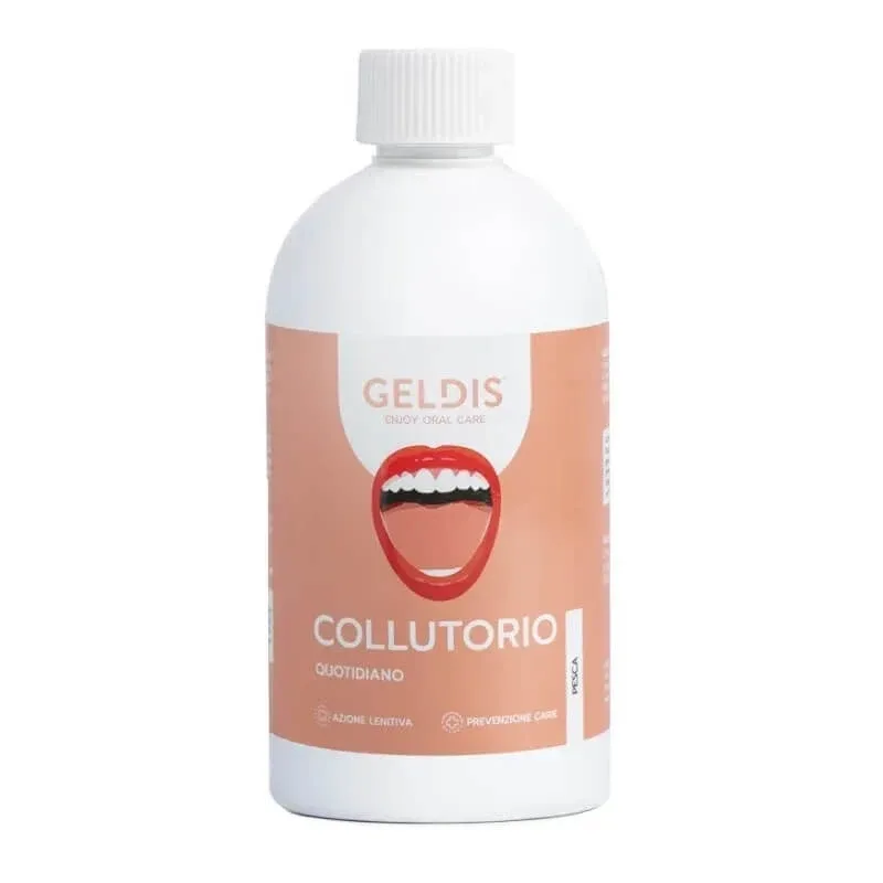 Geldis Apă de gură pentru uz zilnic, fără alcool, cu acțiune anticariogenă și calmantă, cu aromă de piersică, 500 ml — preț și oferte