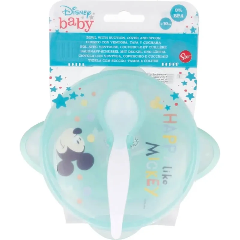 Stor Disney Baby Mickey – farfurie cu ventuză, capac și lingură — preț și oferte