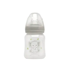 Kiokids Biberon anticolică gri 0+ luni, tetină din silicon cu debit lent, fără BPA, 150 ml