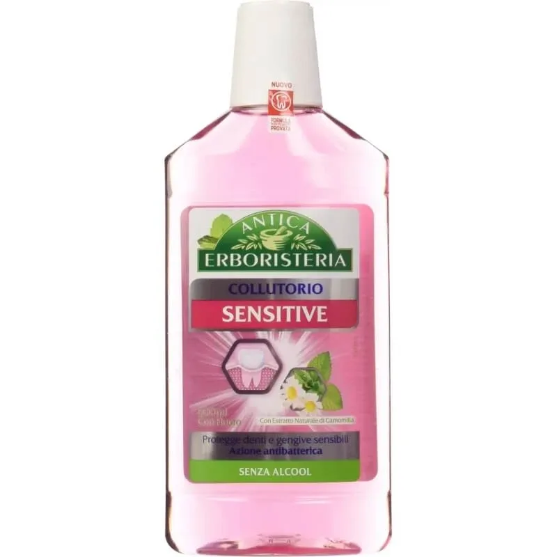 Antica Erboristeria – Apă de gură pentru piele sensibilă, cu acțiune antibacteriană și calmantă, 500 ml — preț și oferte