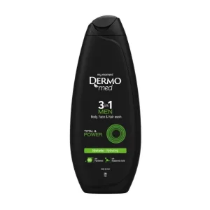Dermomed Total &amp; Power - gel de duș 3 în 1 pentru corp, față și păr, energizant pentru bărbați, 250 ml