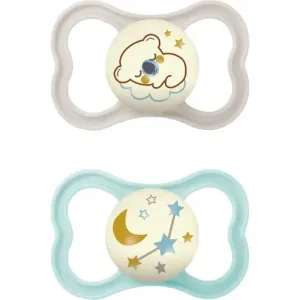 Mam Air night – 2 suzete din silicon, 6 luni+, culoare neutră