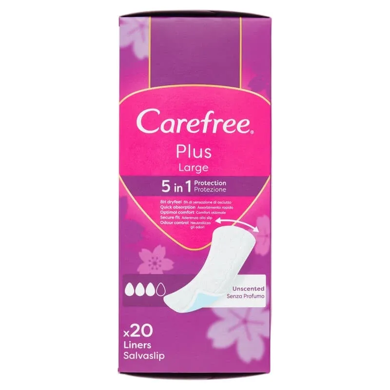Carefree Plus large – 20 de protej-slipuri cu protecție 5 în 1 și prospețime de lungă durată — preț și oferte