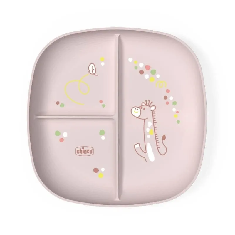 Chicco farfurie cu compartimente – farfurioară cu 3 compartimente, roz, 12 luni+ — preț și oferte