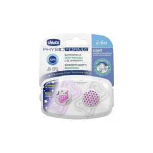 Chicco Physio Light Lumi 2-6 luni – 2 suzete din silicon – culori asortate