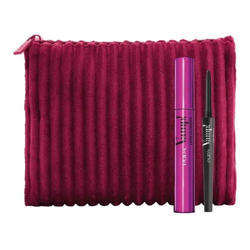 Set Pupa „Vamp!” – rimel volumizant Lash Extender + creion de ochi negru nr. 100 + poșetă din catifea — preț și oferte