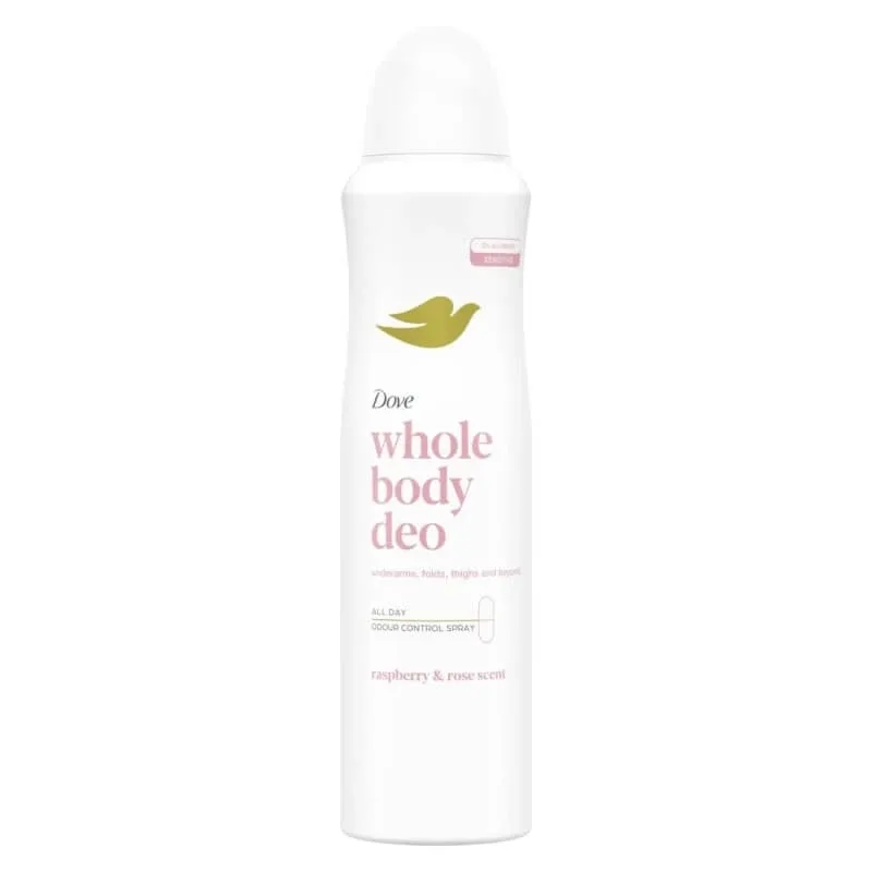 Dove Whole Body Deo cu aromă de zmeură și trandafir – deodorant spray pentru corp, 150 ml — preț și oferte