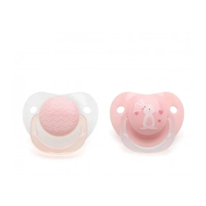 Kiokids 2 suzete ortodontice din silicon – iepuraș roz 0 luni+ — preț și oferte