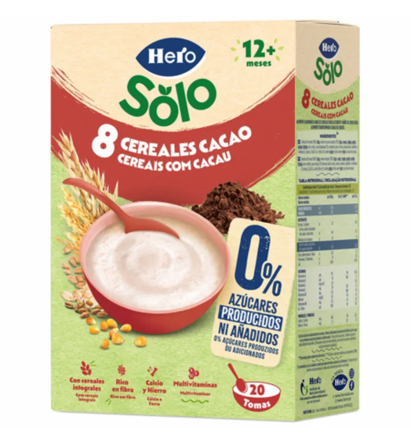 Pudra instant 8 cereale cu cacao 12+ luni, Hero | 340 g — preț și oferte