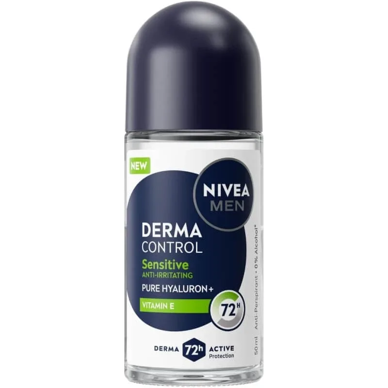 Nivea Derma Control Sensitive – deodorant antiperspirant roll-on cu protecție de 72 de ore, fără alcool, 50 ml — preț și oferte