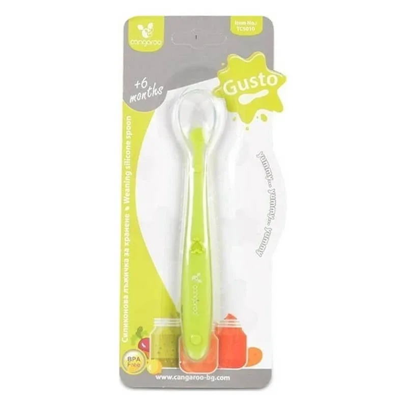 Cangaroo Gusto - lingură din silicon pentru diversificare, 6 luni+, verde — preț și oferte