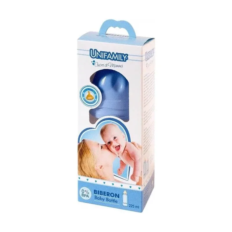 Unifamily biberon pentru băieți, tetină din silicon cu 1 orificiu, 225 ml — preț și oferte