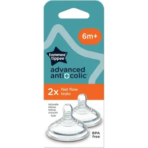 Tommee Tippee Anti-colici avansat – 2 tetine cu debit rapid, pentru copii de peste 6 luni.