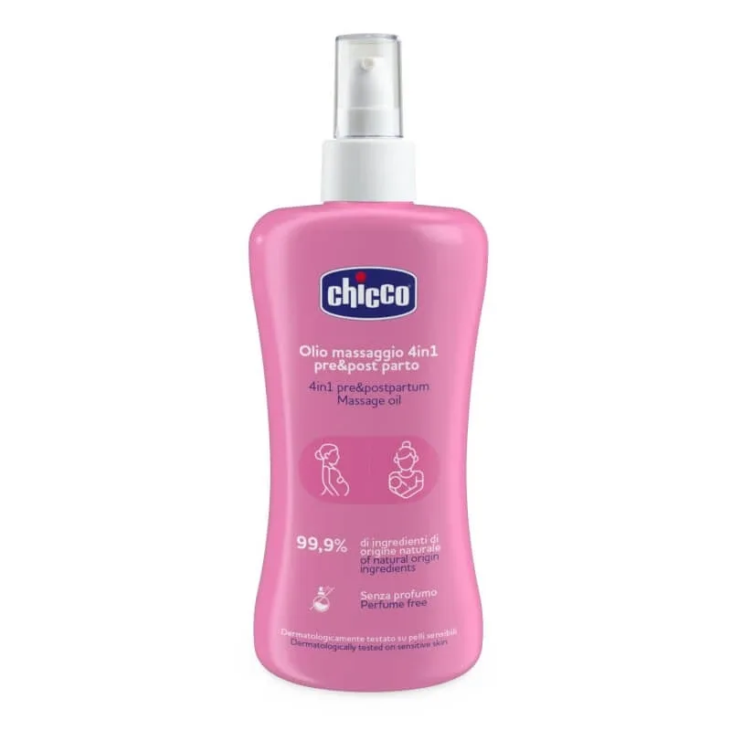 Ulei de masaj Chicco 4 în 1 – pentru prevenirea vergeturilor, hidratant și elasticizant, înainte și după naștere, 200 ml — preț și oferte