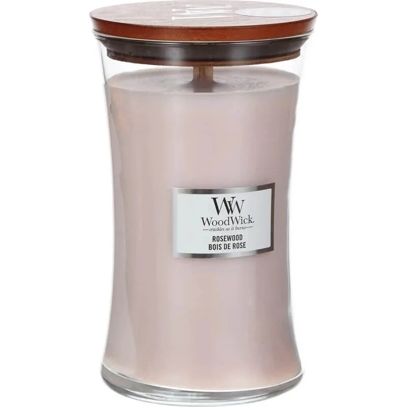 Woodwick Rosewood – lumânare parfumată în formă de clepsidră, mare, 609 g — preț și oferte