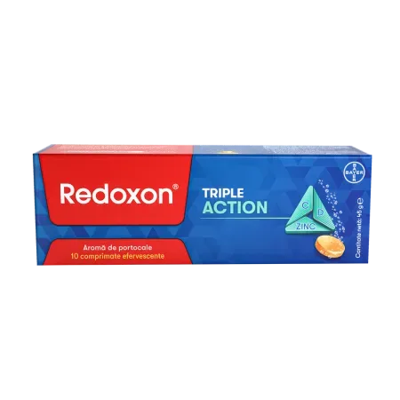 Redoxon Triple Action cu vitamina C, D si Zinc, Bayer | 10 comprimate — preț și oferte
