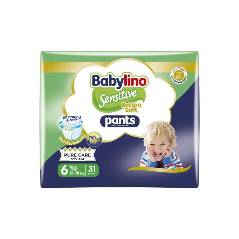 Babylino Sensitive - 31 de scutece tip chiloți, mărimea 6 extra large (13-18 kg) — preț și oferte