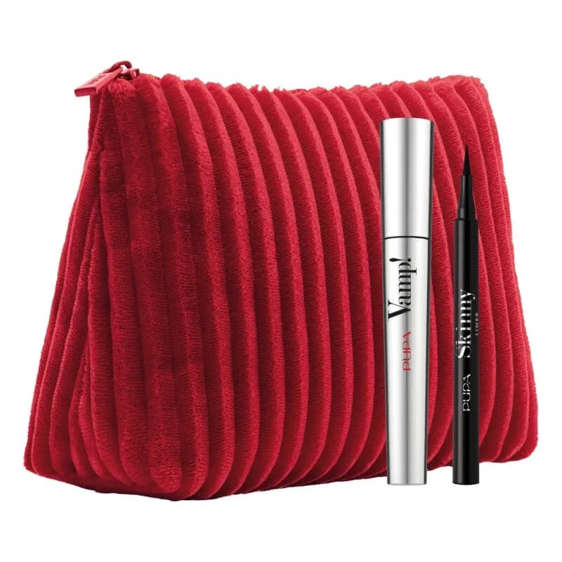 Pupa vamp! &amp; kitul Skinny Liner – rimel vamp! extra negru + Skinny Liner + poșetă din catifea — preț și oferte