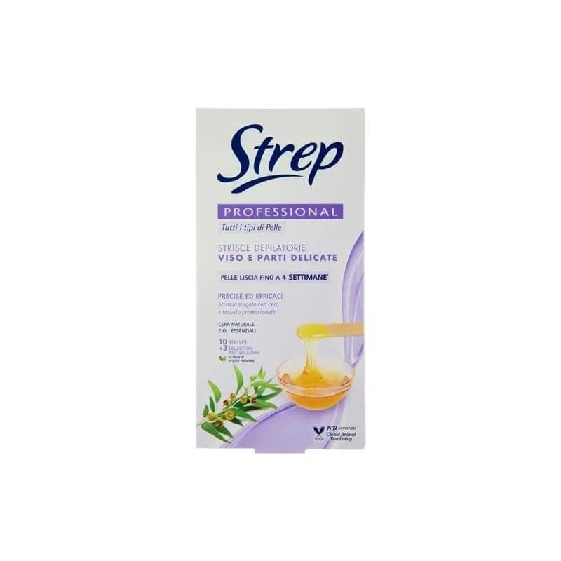 Strep Professional - benzi de epilare pentru față și zone delicate - 10 benzi + 3 șervețele pentru după epilare — preț și oferte