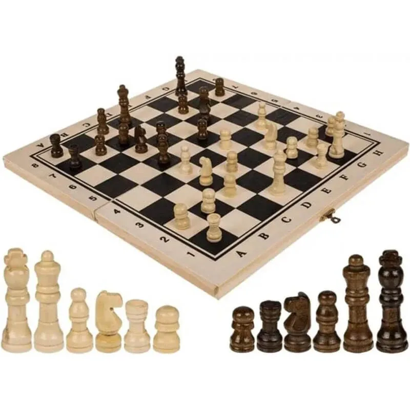 Out of the blue Joc de șah din lemn – șah din lemn 34x34 cm – joc de masă — preț și oferte