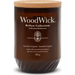 Woodwick Lavender &amp; cypress – lumânare parfumată mare, 368 g