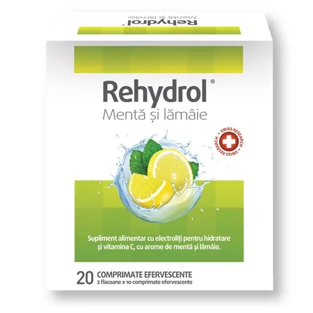 Rehydrol saruri de rehidratare cu menta si lamaie, MBA Pharma Innovation | 20 comprimate efervescente — preț și oferte