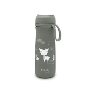 Nuvita Moovo – sticlă termică din oțel inoxidabil cu pai și gura de scurgere retractabilă, culoare verde salvie, 500 ml