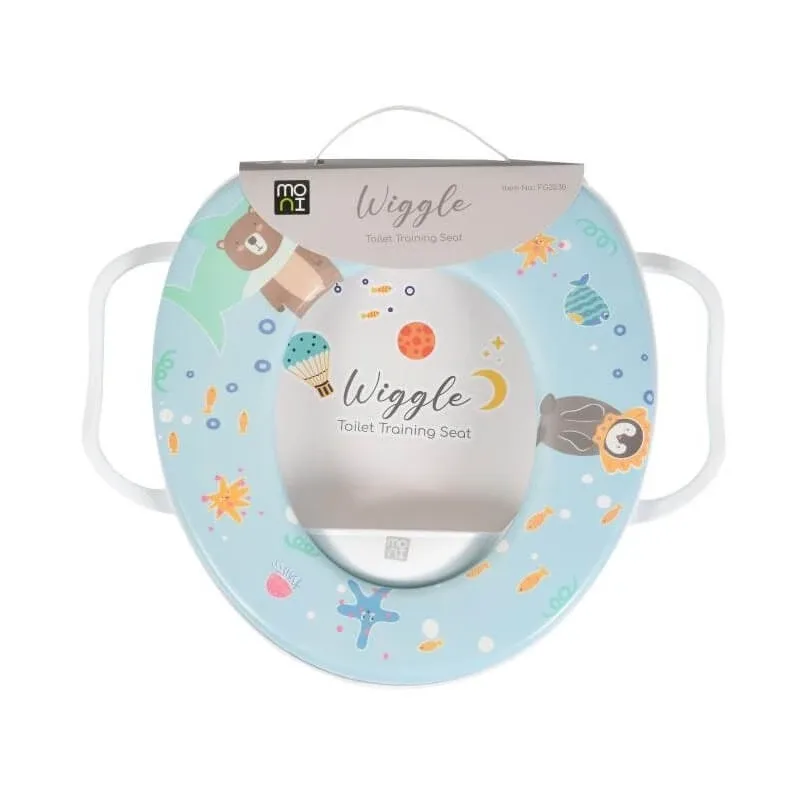 Moni trade Wiggle albastru – scaun pentru copii cu pernă moale și mânere — preț și oferte