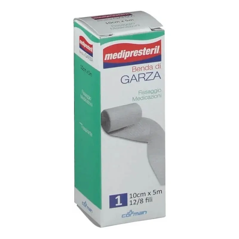 Medipresteril bandă de tifon cu 12/8 fire pentru fixarea pansamentelor, 10 cm x 5 m — preț și oferte
