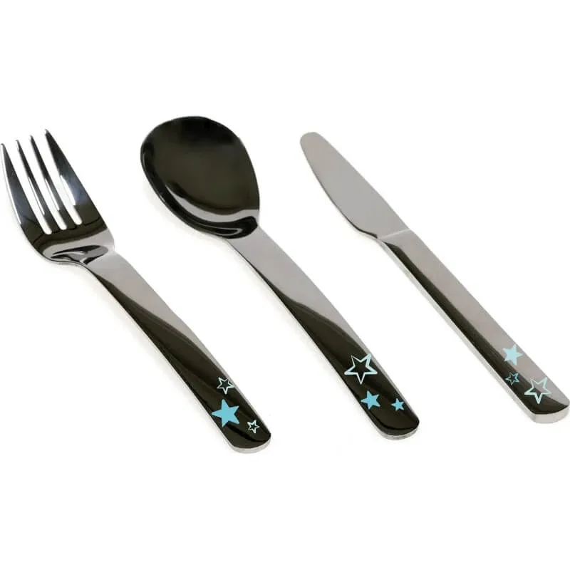 Set de tacâmuri Kiokids din oțel inoxidabil - albastru deschis — preț și oferte