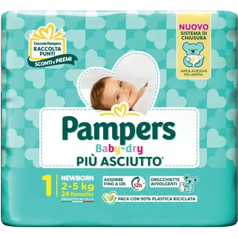 Pampers Baby-Dry, mai uscat – 24 de scutece mărimea 1 pentru nou-născuți, 2-5 kg — preț și oferte