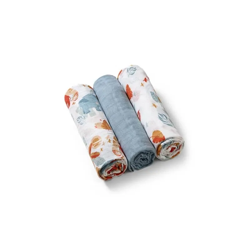Babyono Set de 3 museline din tifon albastru, 70x70 cm — preț și oferte