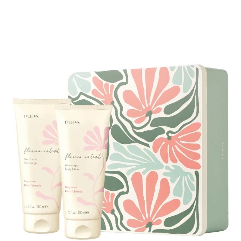 Pupa set cadou Flower Artist Flirty Tuberose – gel de duș 200 ml + lapte de corp 200 ml — preț și oferte