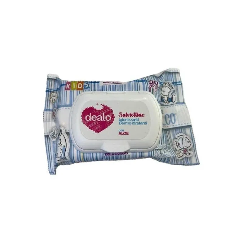 Dealo - 20 de șervețele umede pentru copii, cu parfum de talc, în ambalaj resigilabil — preț și oferte