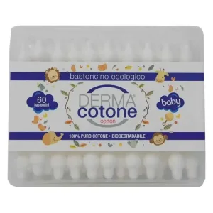 Dermacotone bețișoare ecologice pentru bebeluși – 60 de bețișoare de bumbac