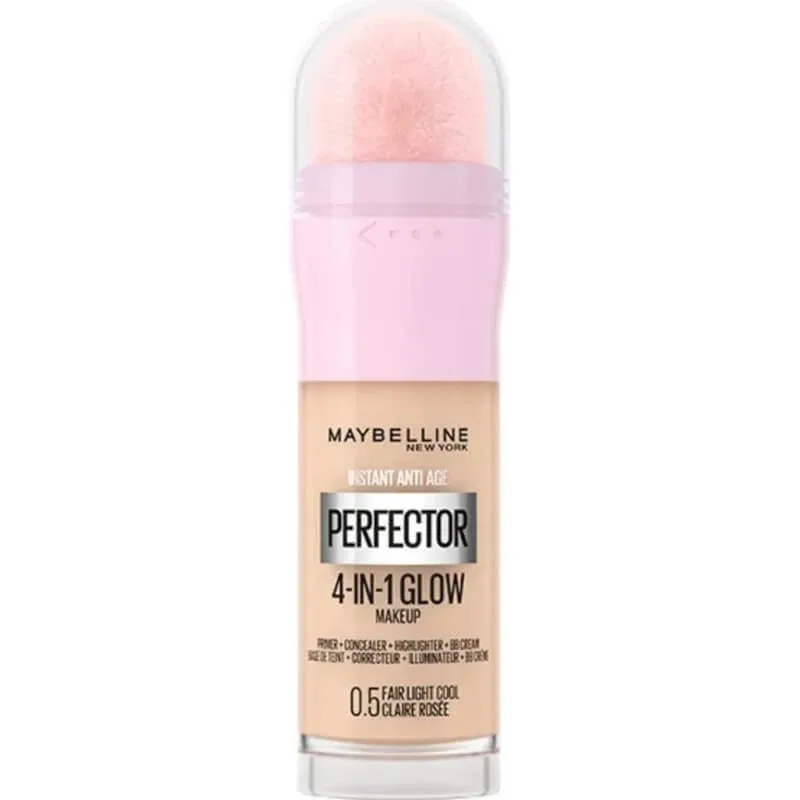 Maybelline Instant Age Rewind Perfector 4-în-1 Glow Makeup – fond de ten iluminator – nr. 0.5 Fair Light Cool Maybelline New York — preț și oferte