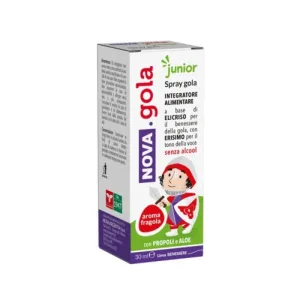 Nova. Gola Junior cu aromă de căpșuni, 30 ml – supliment pentru nas, gât și voce