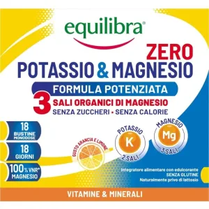 Equilibra potasiu &amp; magneziu zero 3, formulă îmbunătățită, 18 plicuri – supliment energizant