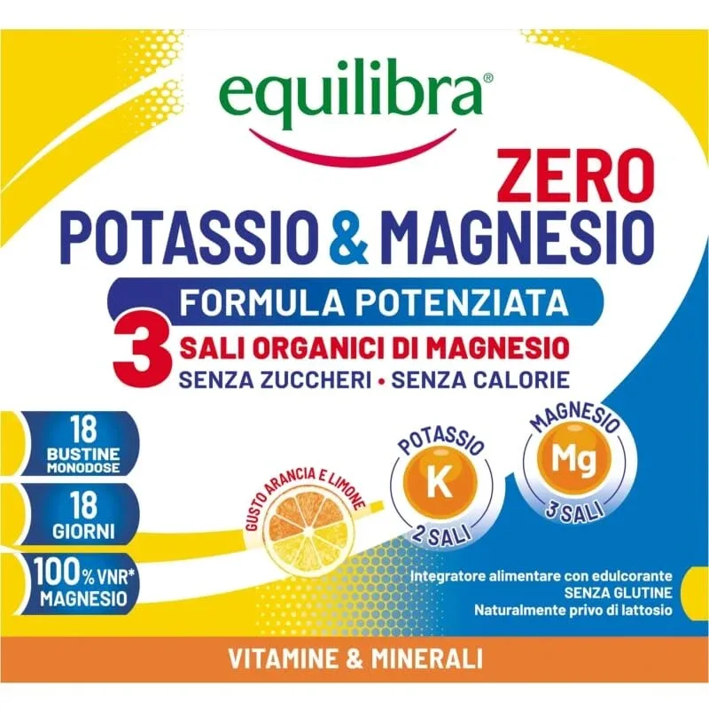 Equilibra potasiu &amp; magneziu zero 3, formulă îmbunătățită, 18 plicuri – supliment energizant — preț și oferte