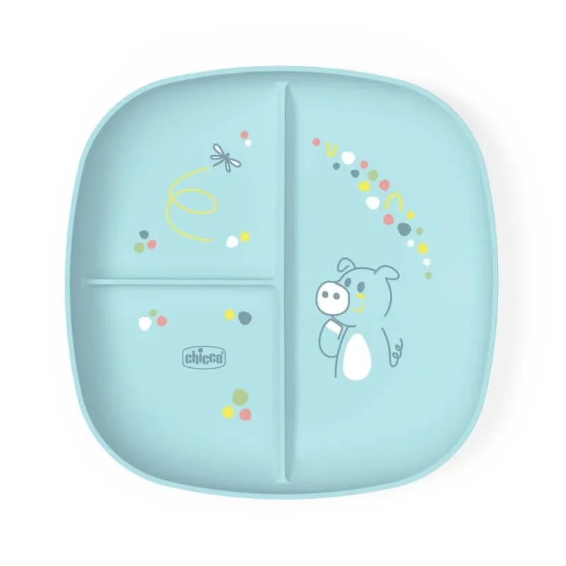 Chicco farfurie cu compartimente – farfurioară cu 3 compartimente, albastră, 12 luni+ — preț și oferte