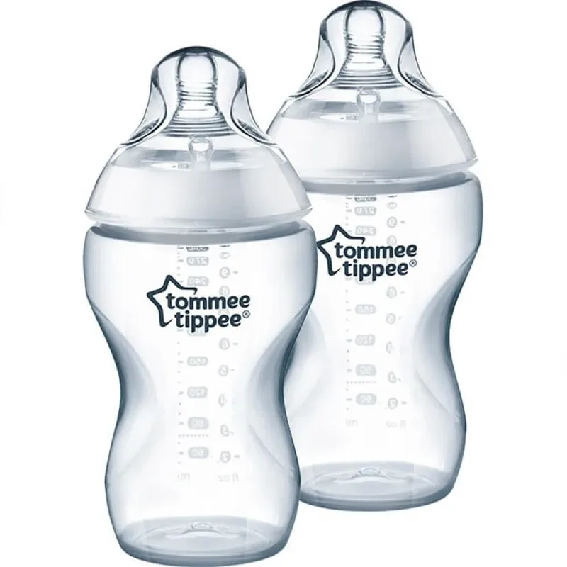 Tommee Tippee Closer to Nature – 2 biberoane cu tetină din silicon cu debit mediu, alb, 3 luni+, 340 ml — preț și oferte