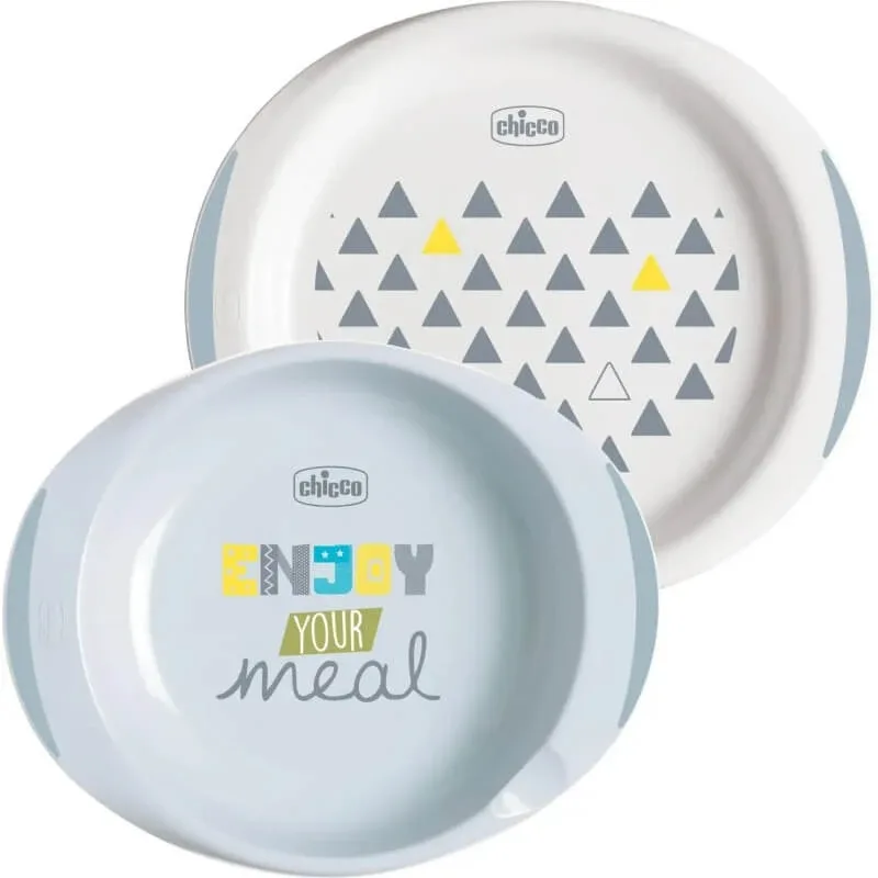 Set de masă Chicco – farfurie plată și adâncă, de la 12 luni în sus, culoare neutră — preț și oferte