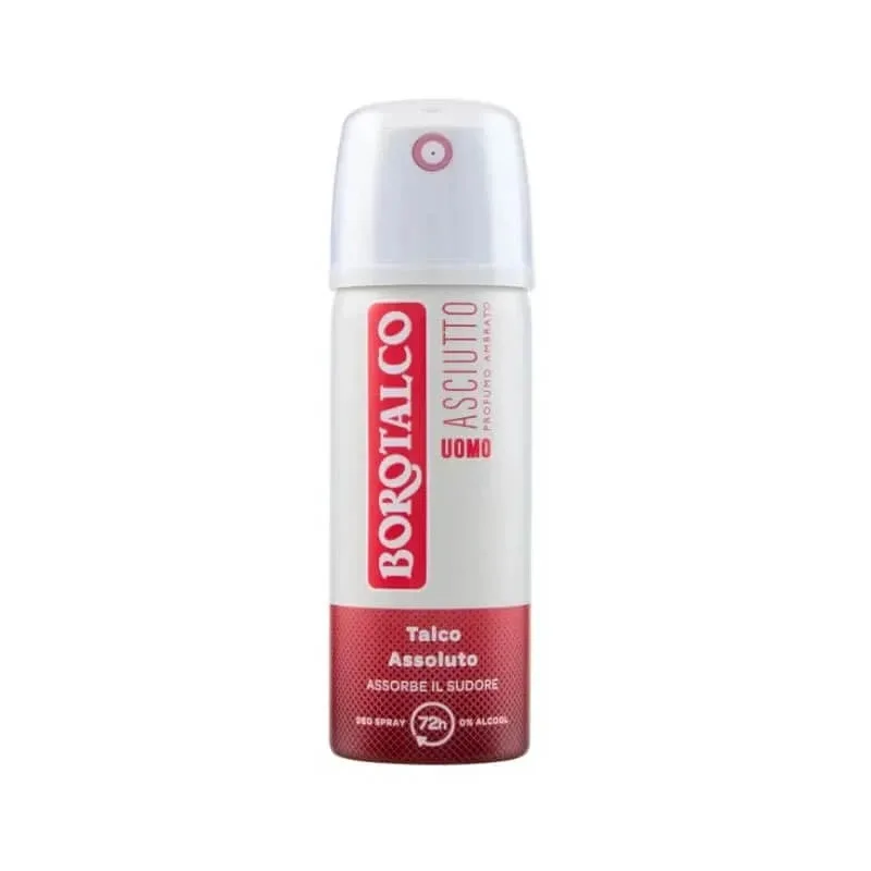 Talc uscat pentru bărbați cu parfum de ambră – deodorant spray cu eficacitate de 72 de ore, 50 ml – format mini BOROTALCO — preț și oferte