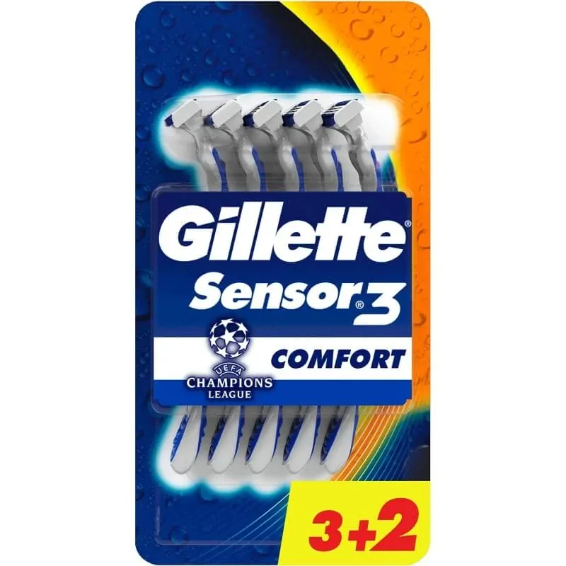 Gillette Sensor3 Comfort – 5 aparate de ras de unică folosință cu 3 lame, pentru un bărbierit confortabil — preț și oferte