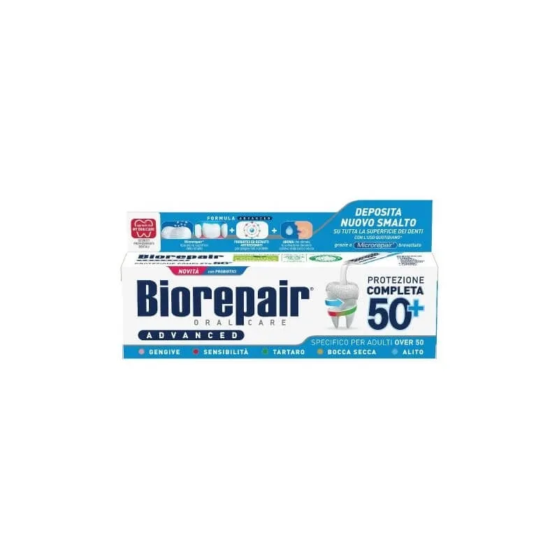 Biorepair Advance Protecție completă 50+ – pastă de dinți cu Microrepair și probiotice, 75 ml — preț și oferte