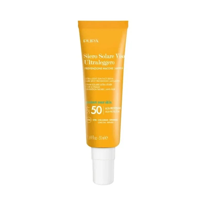 Pupa cremă de protecție solară pentru față SPF 50, ser solar ultraleger, protecție împotriva petelor, anti-îmbătrânire, protecție ridicată, 50 ml — preț și oferte