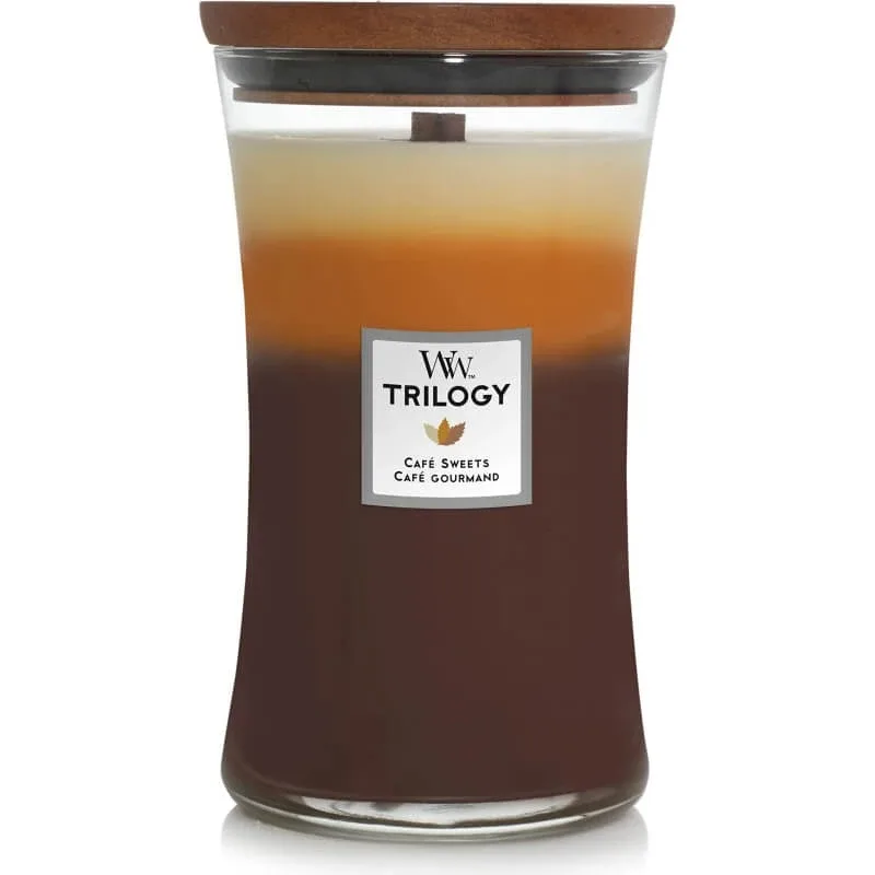 Woodwick Trilogy - cafè sweets - lumânare parfumată mare, 609 g — preț și oferte